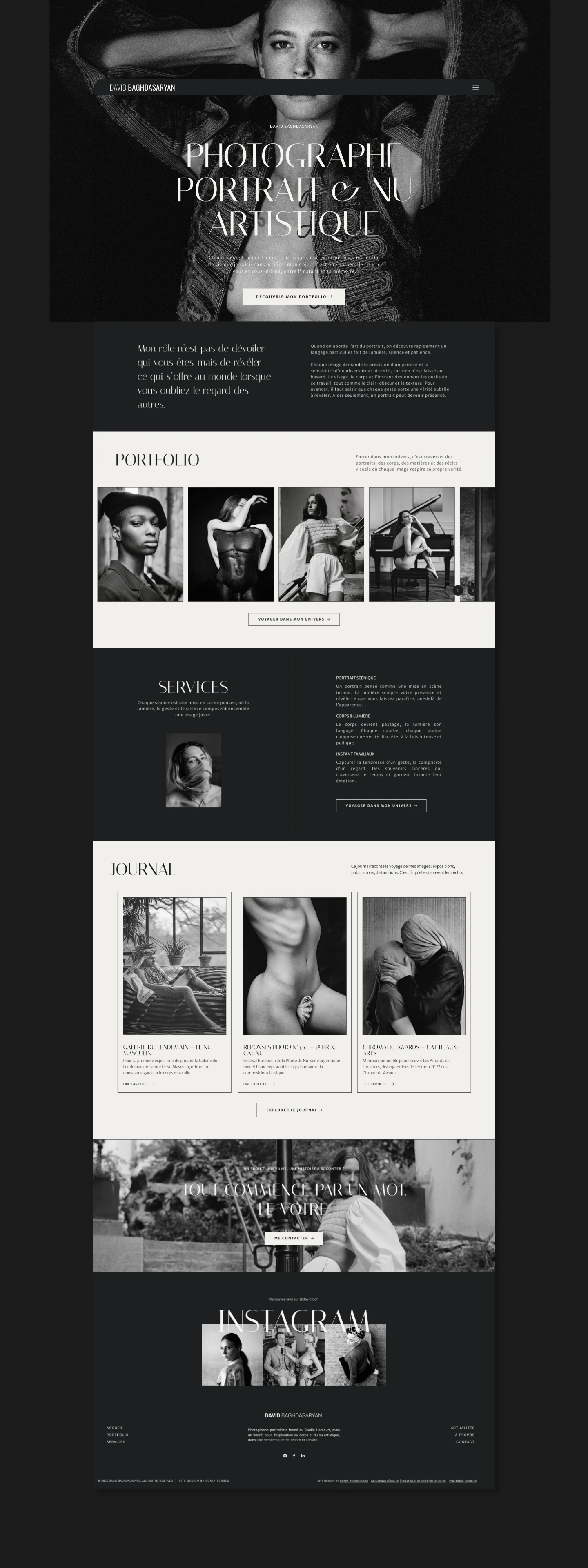 Presentation des maquettes du portfolio digital du photographe David Baghdasaryan