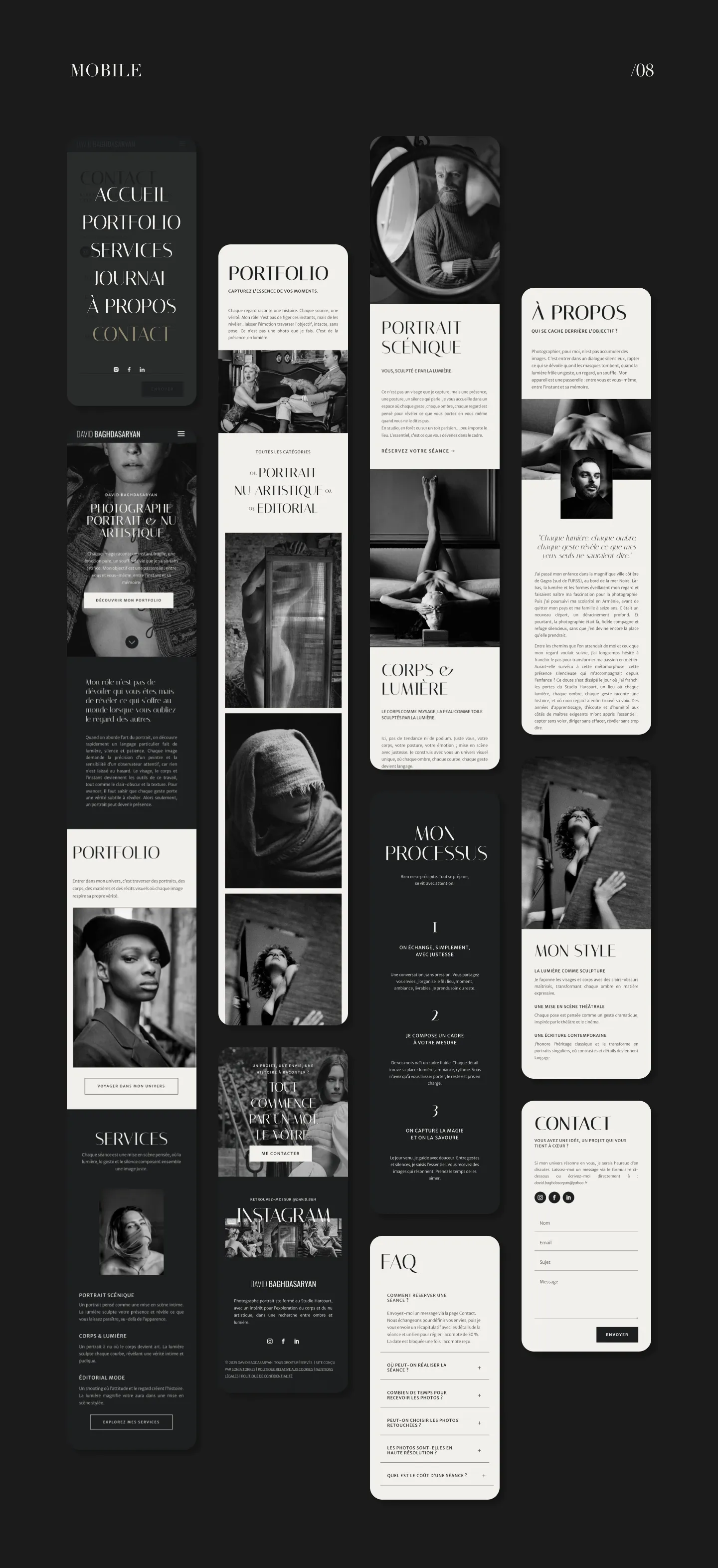 Presentation des maquettes du portfolio digital du photographe David Baghdasaryan