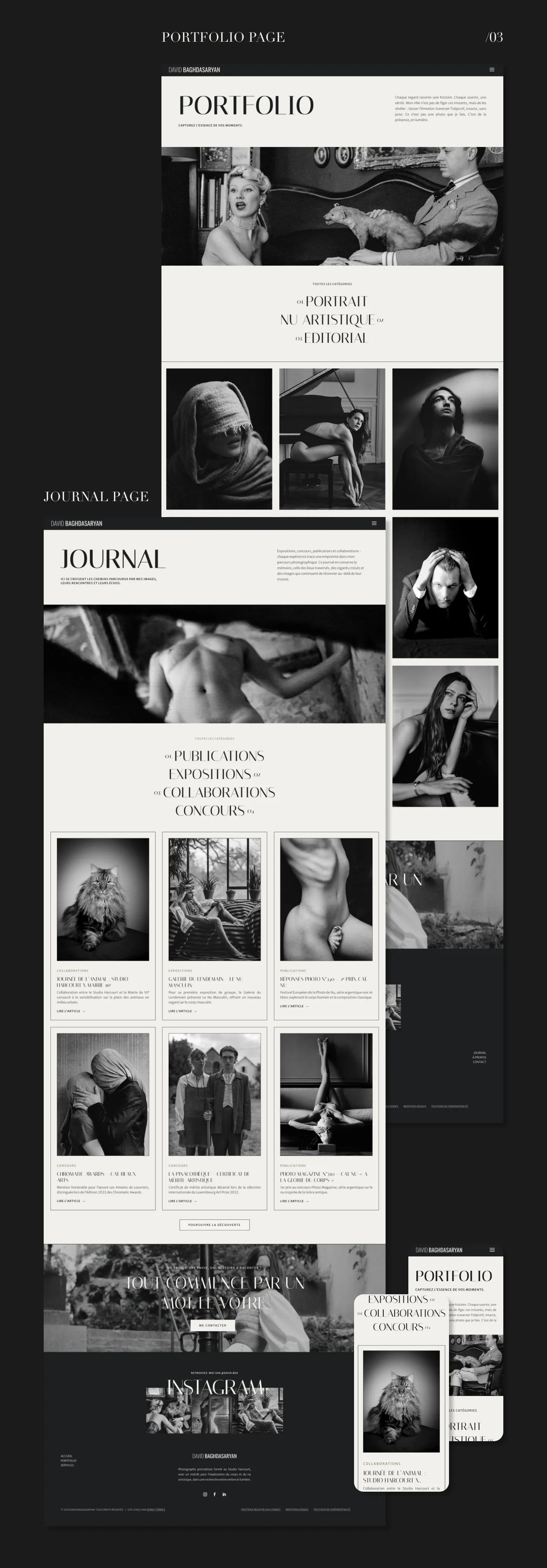 Presentation des maquettes du portfolio digital du photographe David Baghdasaryan