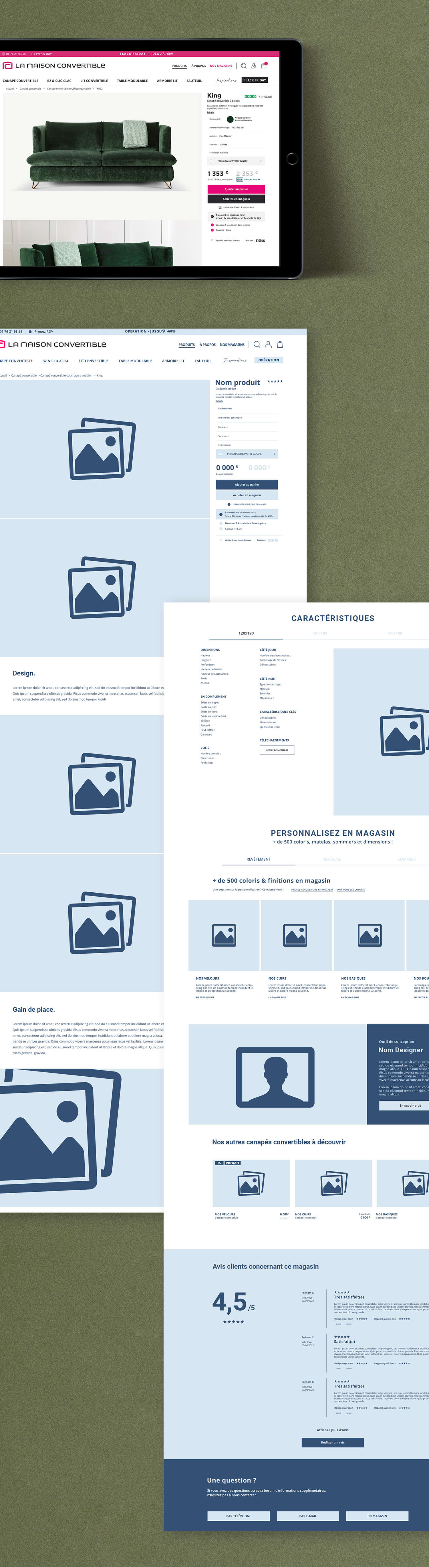Refonte de la page produit du site e-commerce de l'enseigne La Maison Convertible