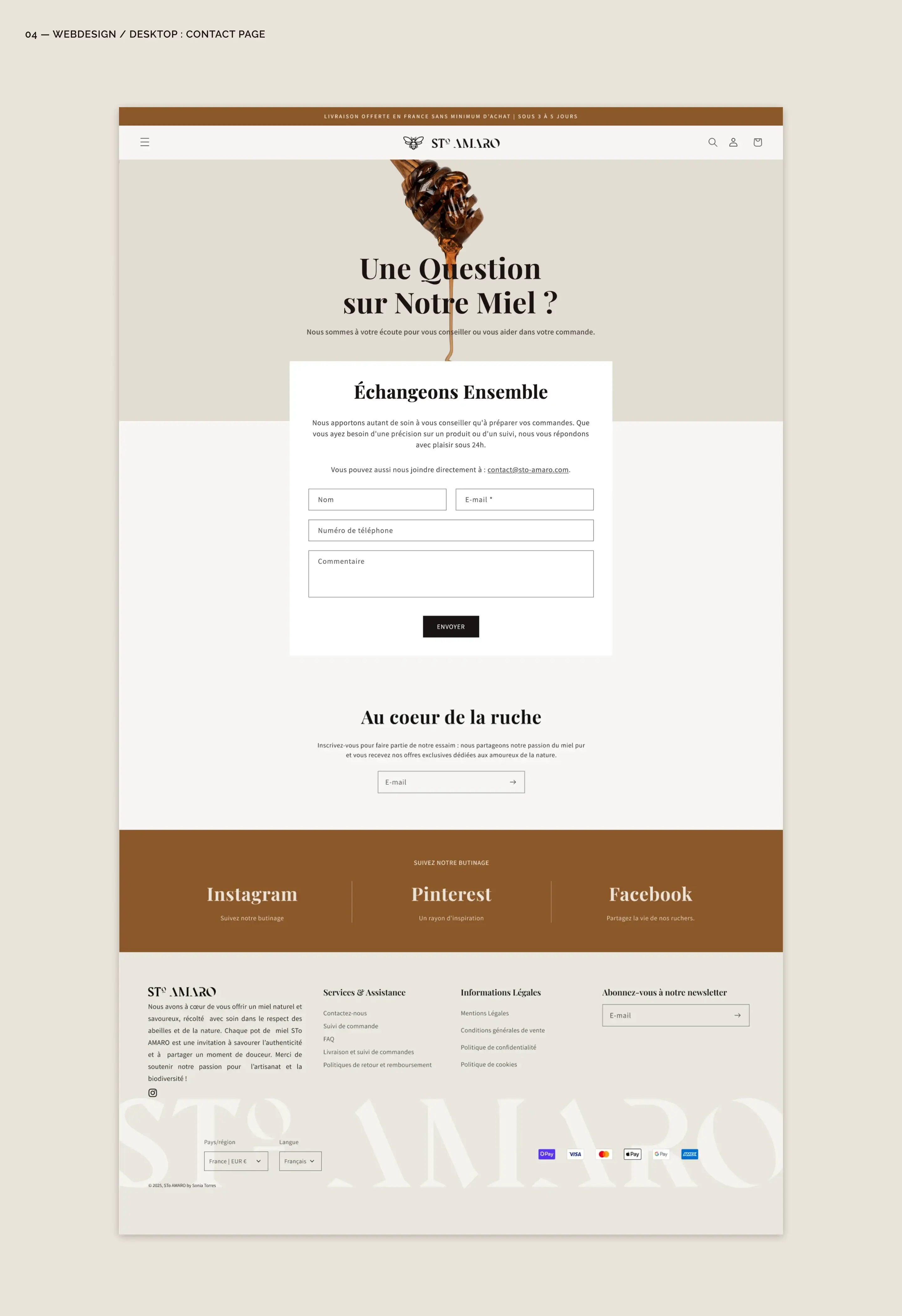Webdesign Desktop : Design de la page de contact